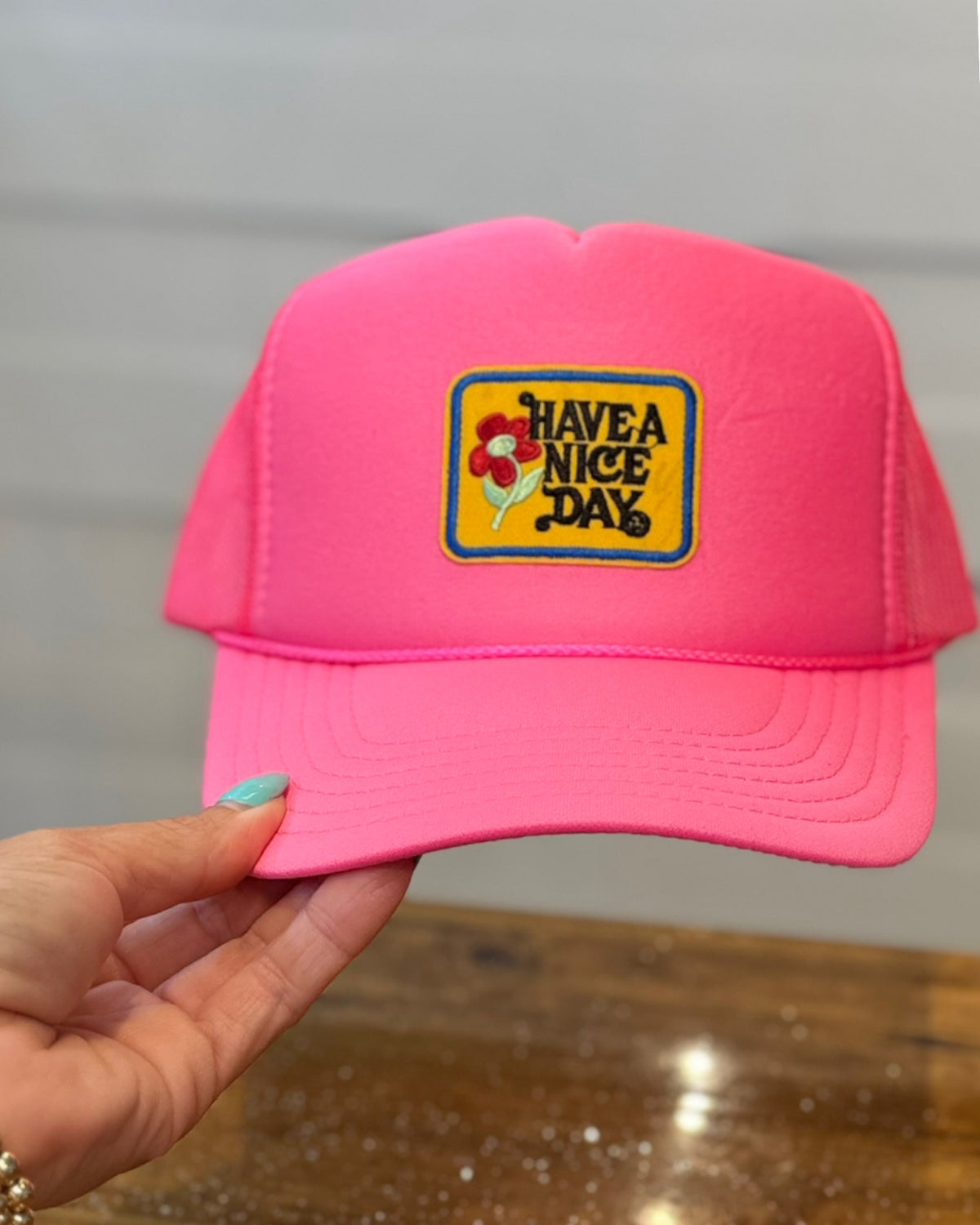 Neon Pink HAVE A NICE DAY hat