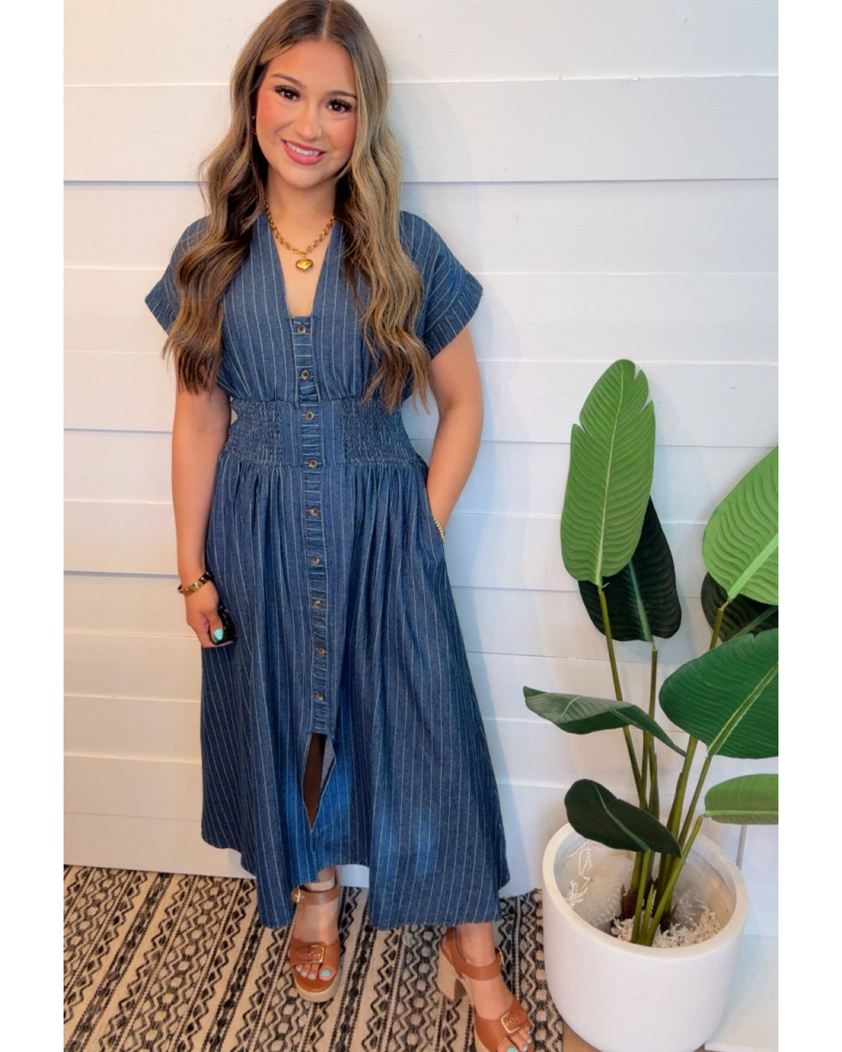 Weekly Meeting Denim Stripe Dress