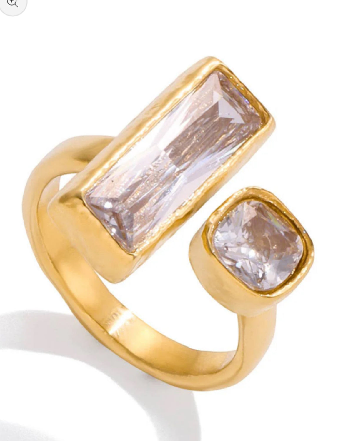 Baguette Emerald & Square CZ Stone Ring - Waterproof