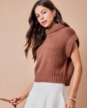 Chocolate Cropped Knit Sweater