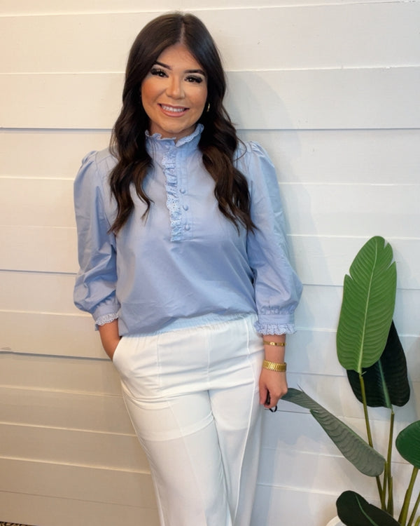Jodifl Solid Ruffle Lace Top
