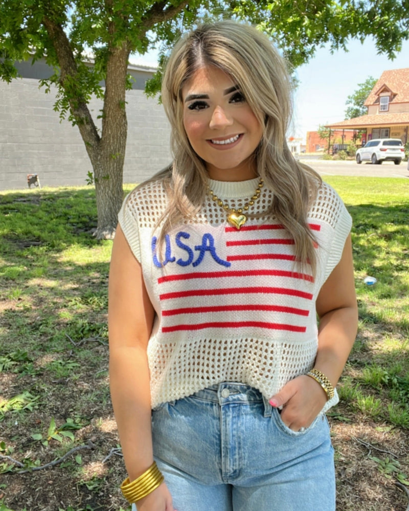 USA Flag Crochet Sleeveless