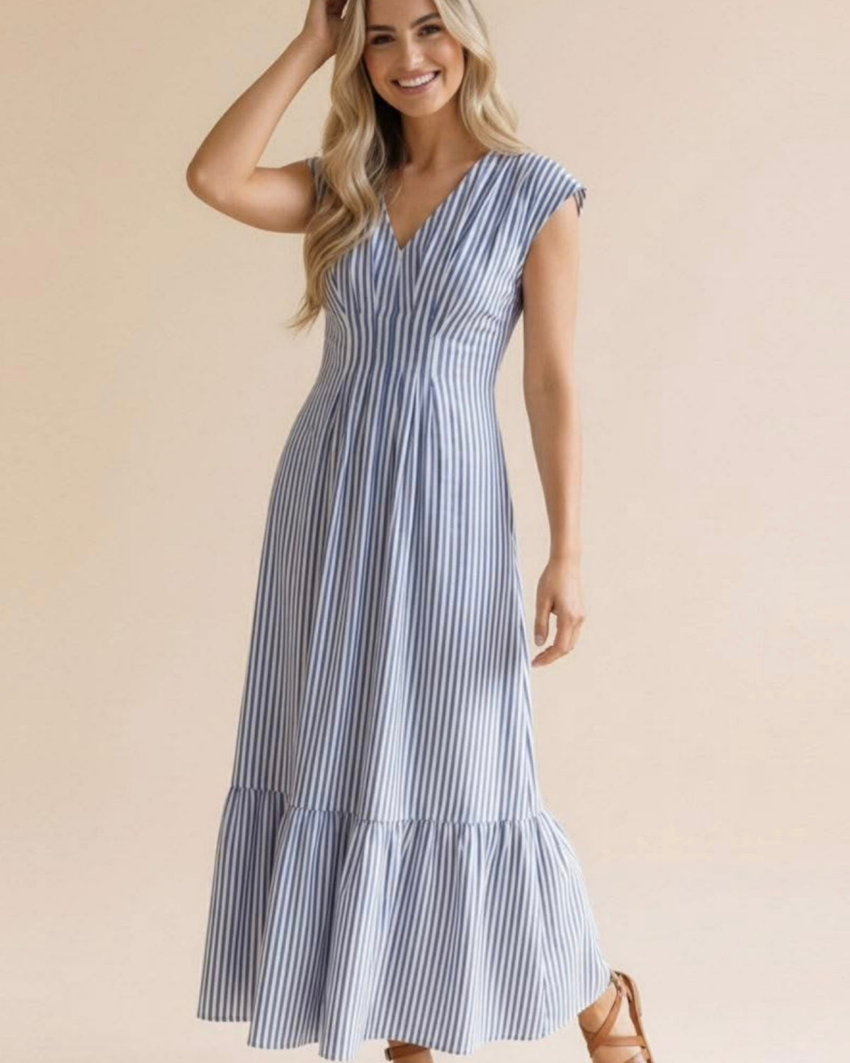 Marina Stripped Smocked Maxi Dress