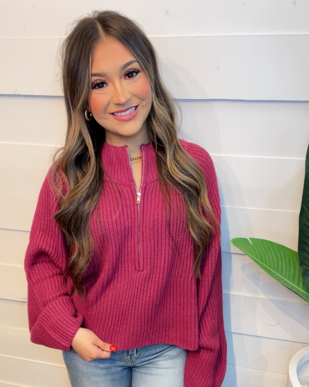 Winter Cuddles Pullover Magenta Sweater