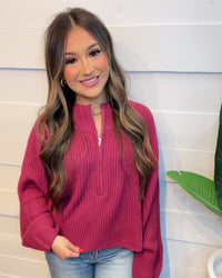 Winter Cuddles Pullover Magenta Sweater