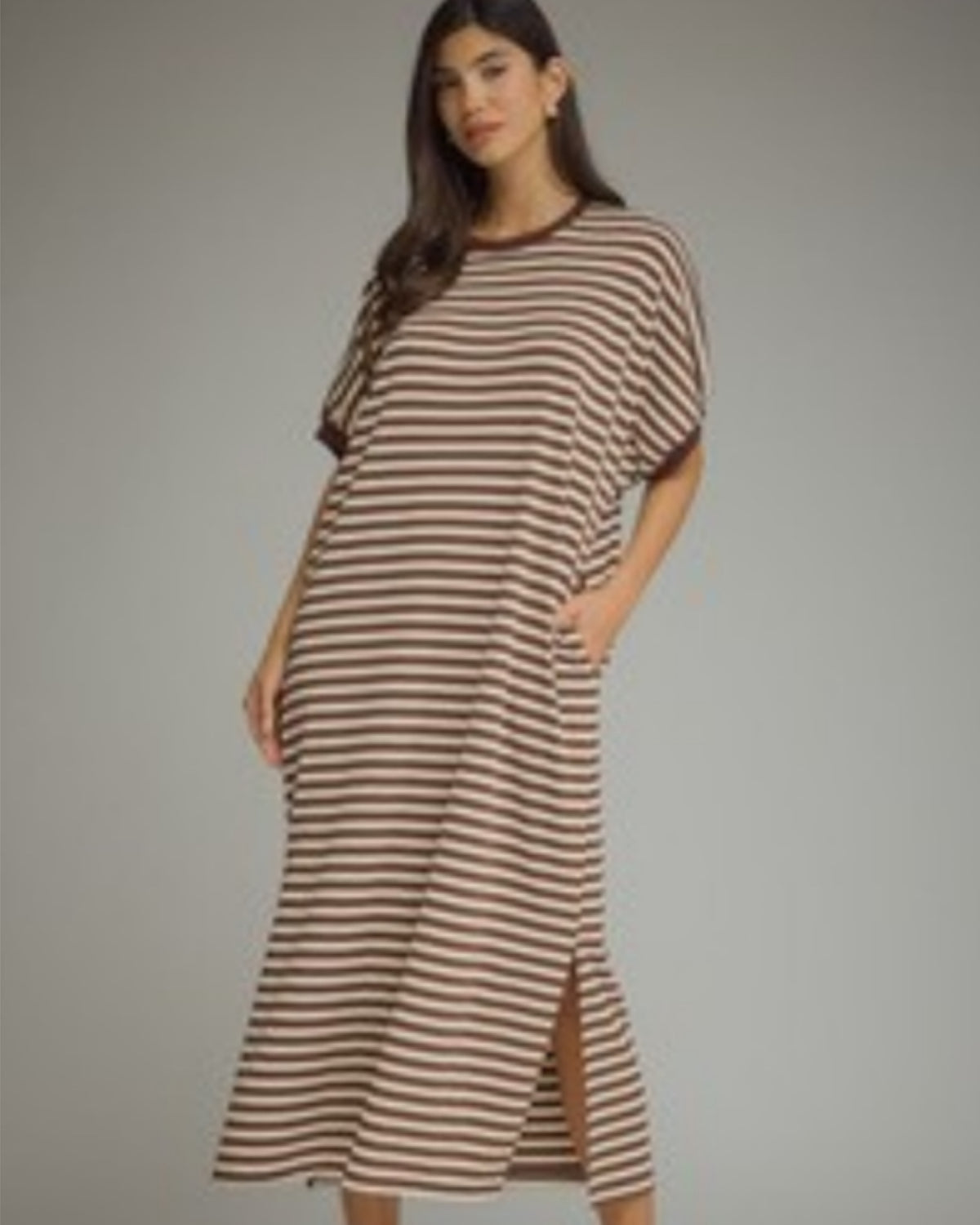 Simple Sophistication Stripe Dress in Chocolate