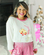 Santa Sweater with White Sequins Sleeve