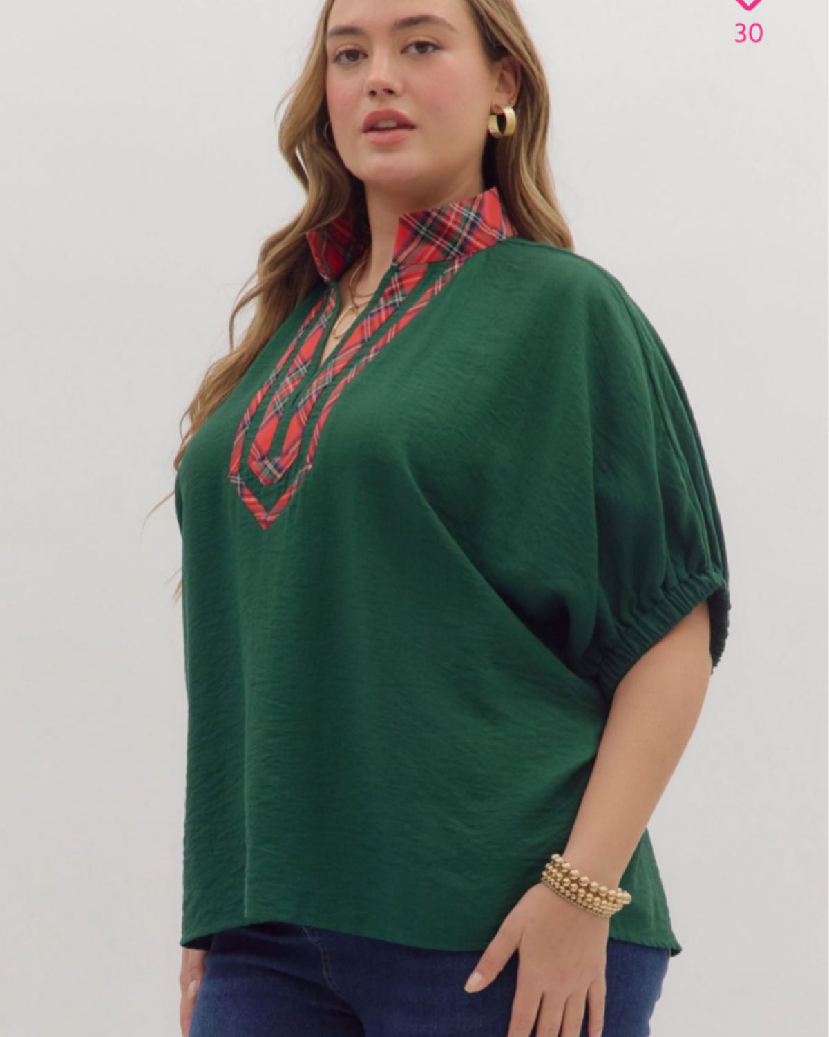 Festive all the Way Blouse in PLUS GREEN