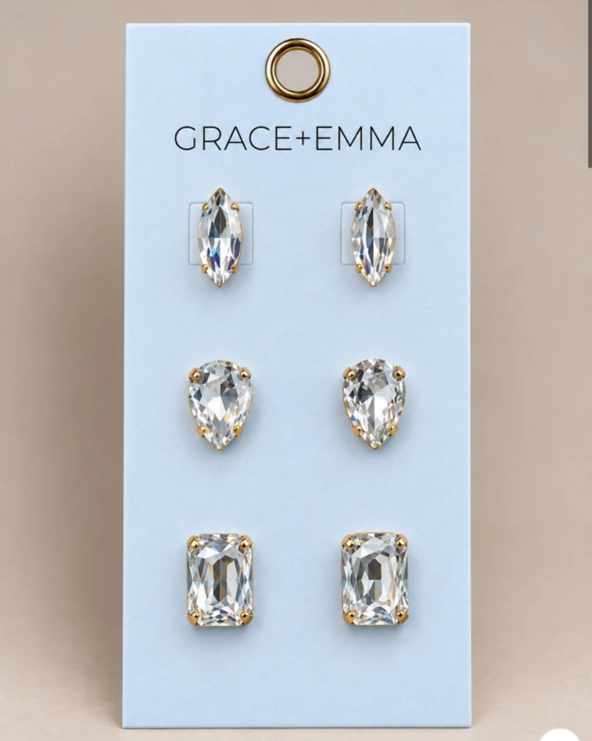 3 Stones set earrings CLEAR