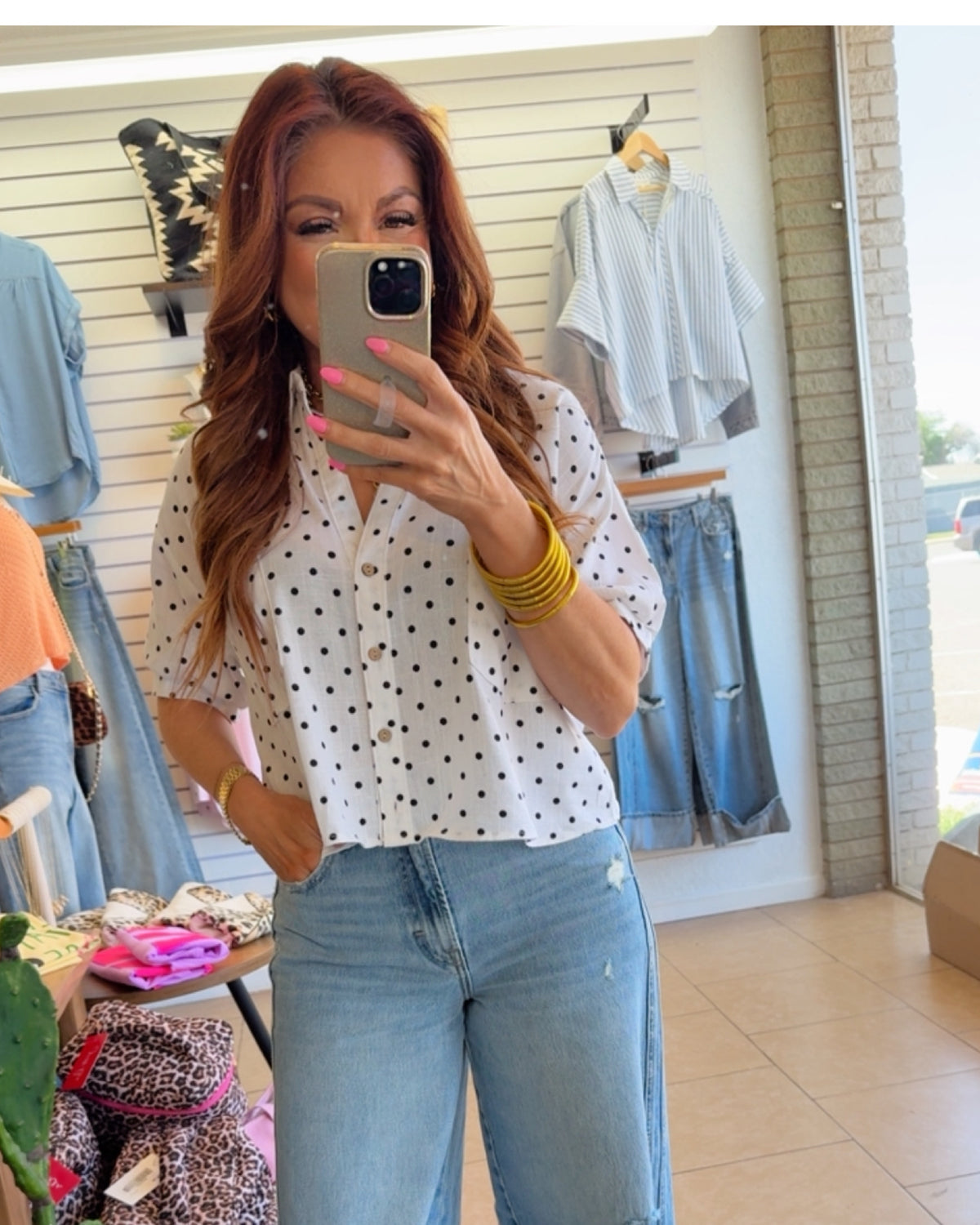 Polka-dot Collard Short Sleeve