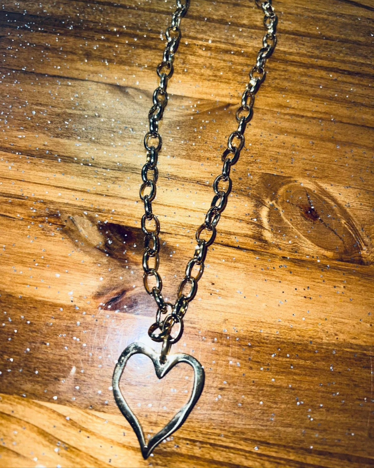 Large Open Heart Necklace in GOLD