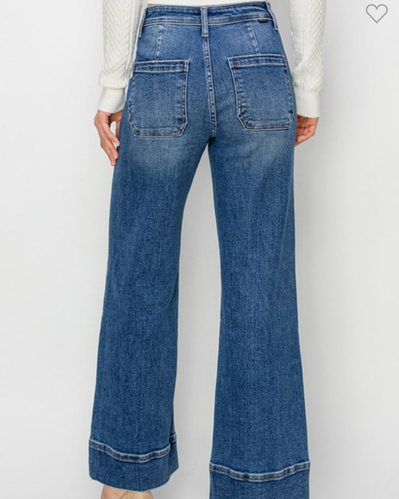 Risen High Rise Crop Wide Jeans
