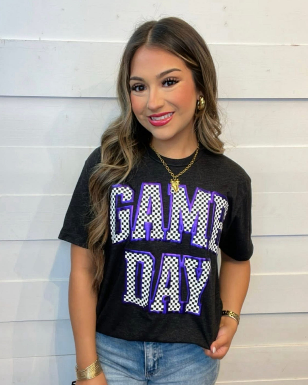 GAMEDAY Checkered Tee Metallic Purple