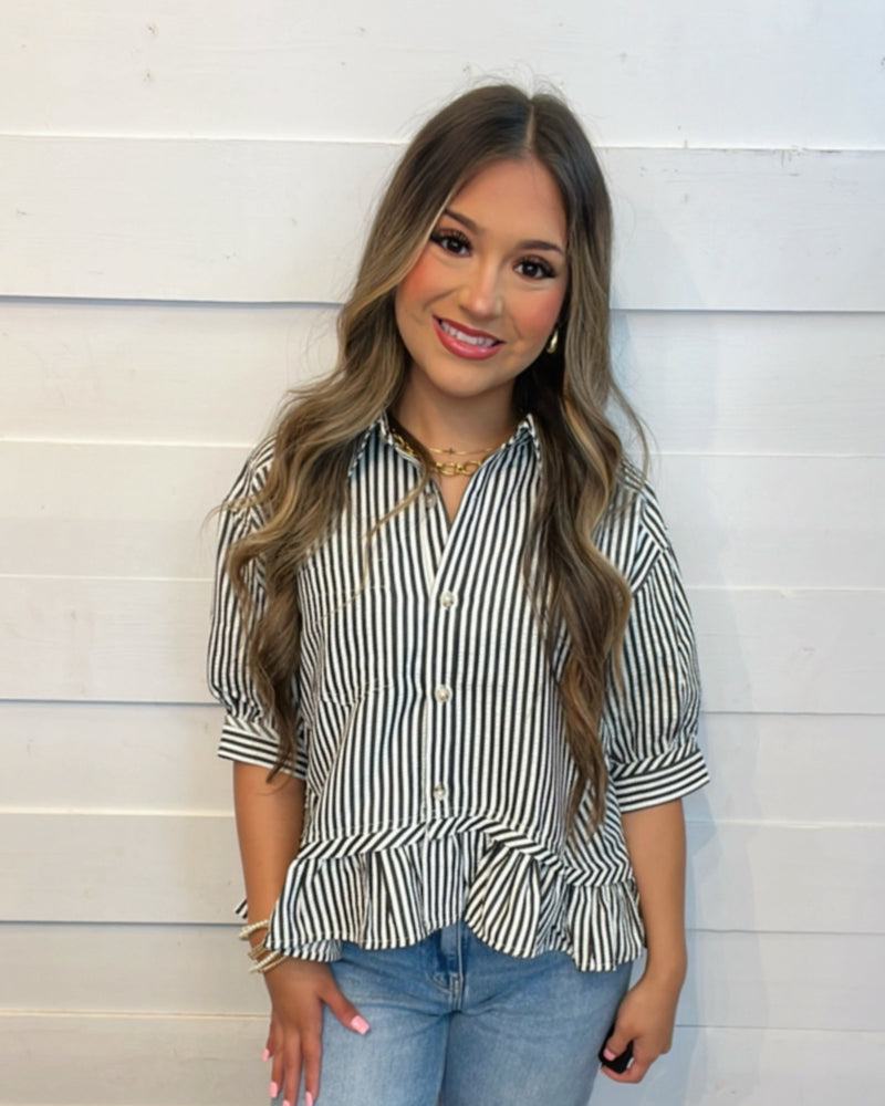 Ruffled Blouse in Black