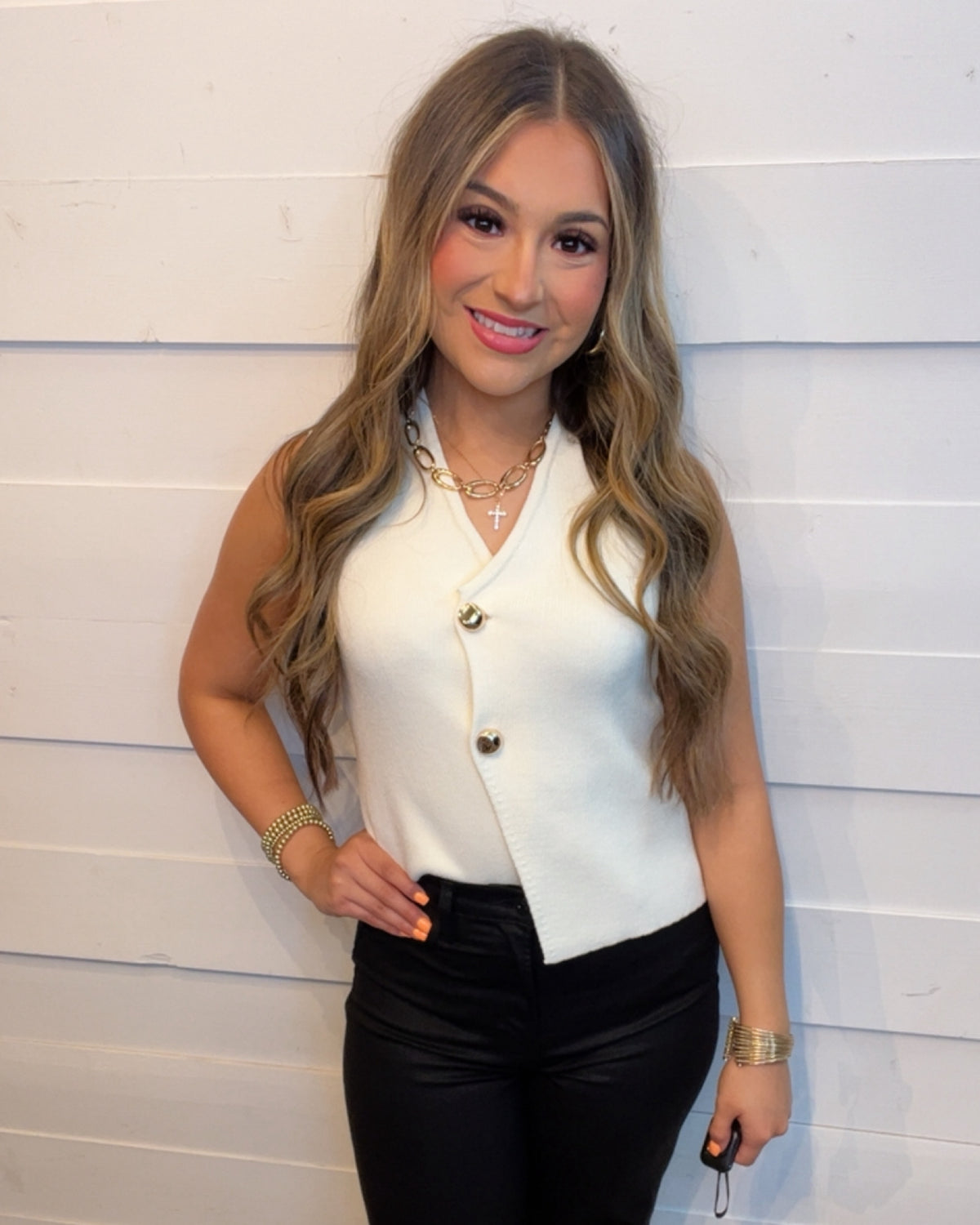 Uptown Dallas Vest in Cream