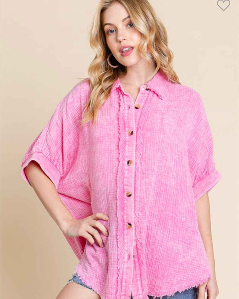 Easy to Style Mineral Wash Top in Pink