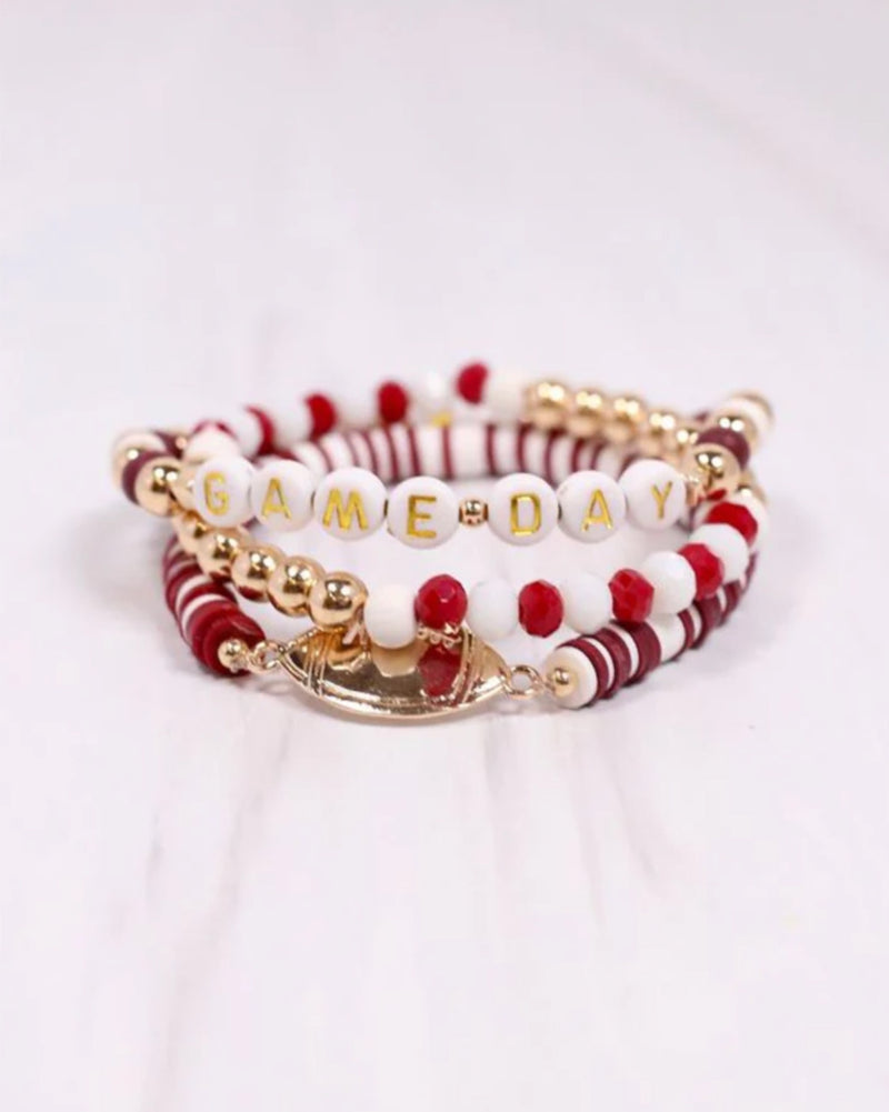 GAME DAY Bracelet Set in Burgundy/ White