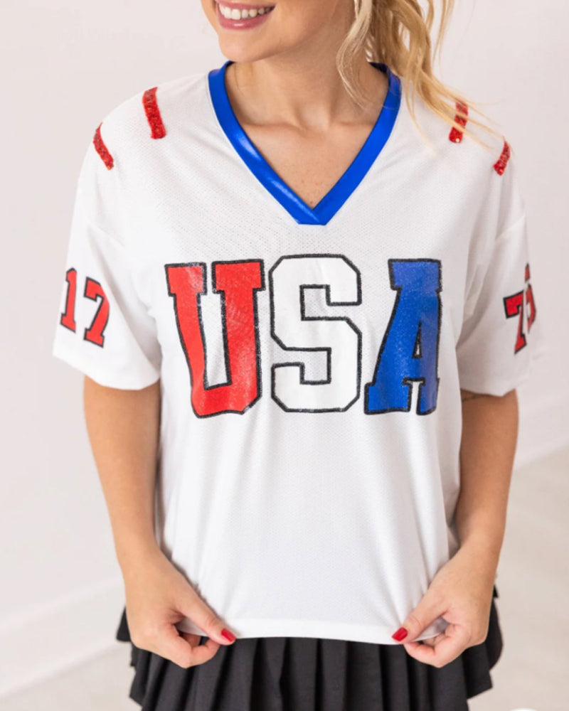 USA Glitter Jersey Top