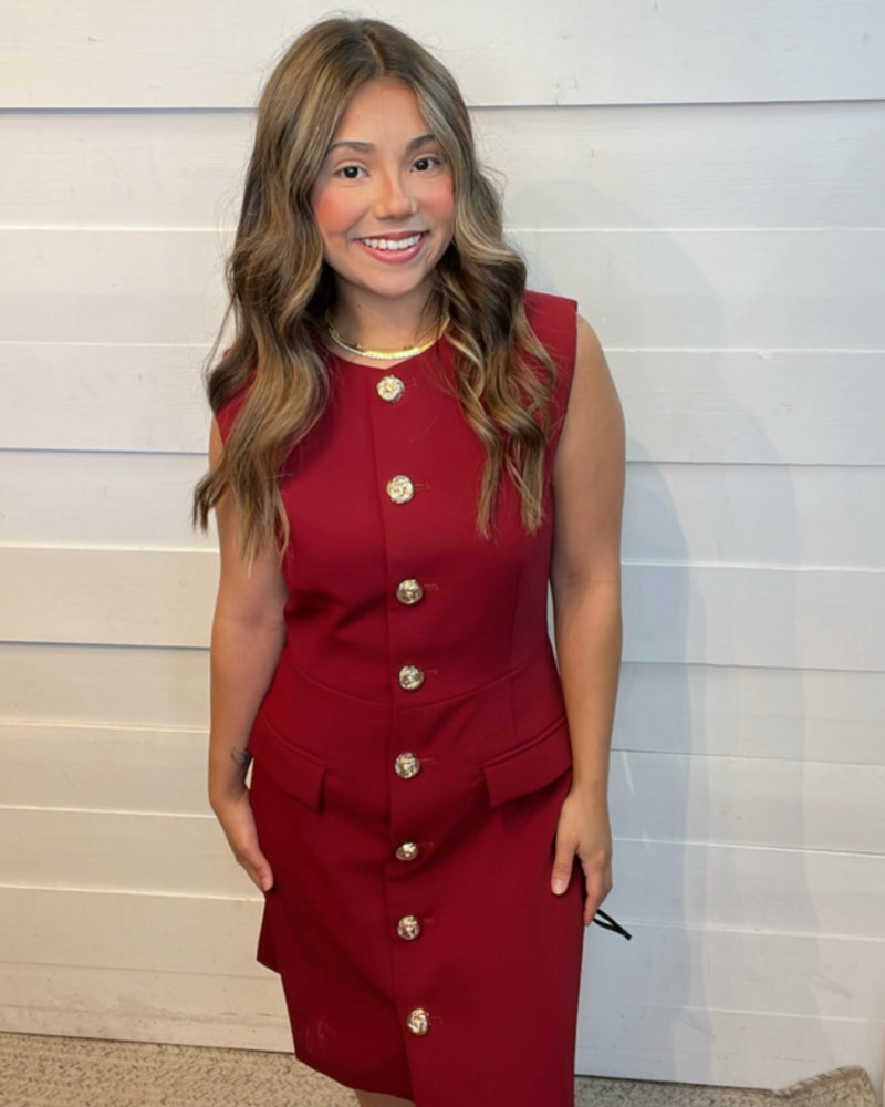 Definitely Impressive Dress in Wine