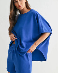 Luxe Sand Ribbed Lounge Set in Cobalt