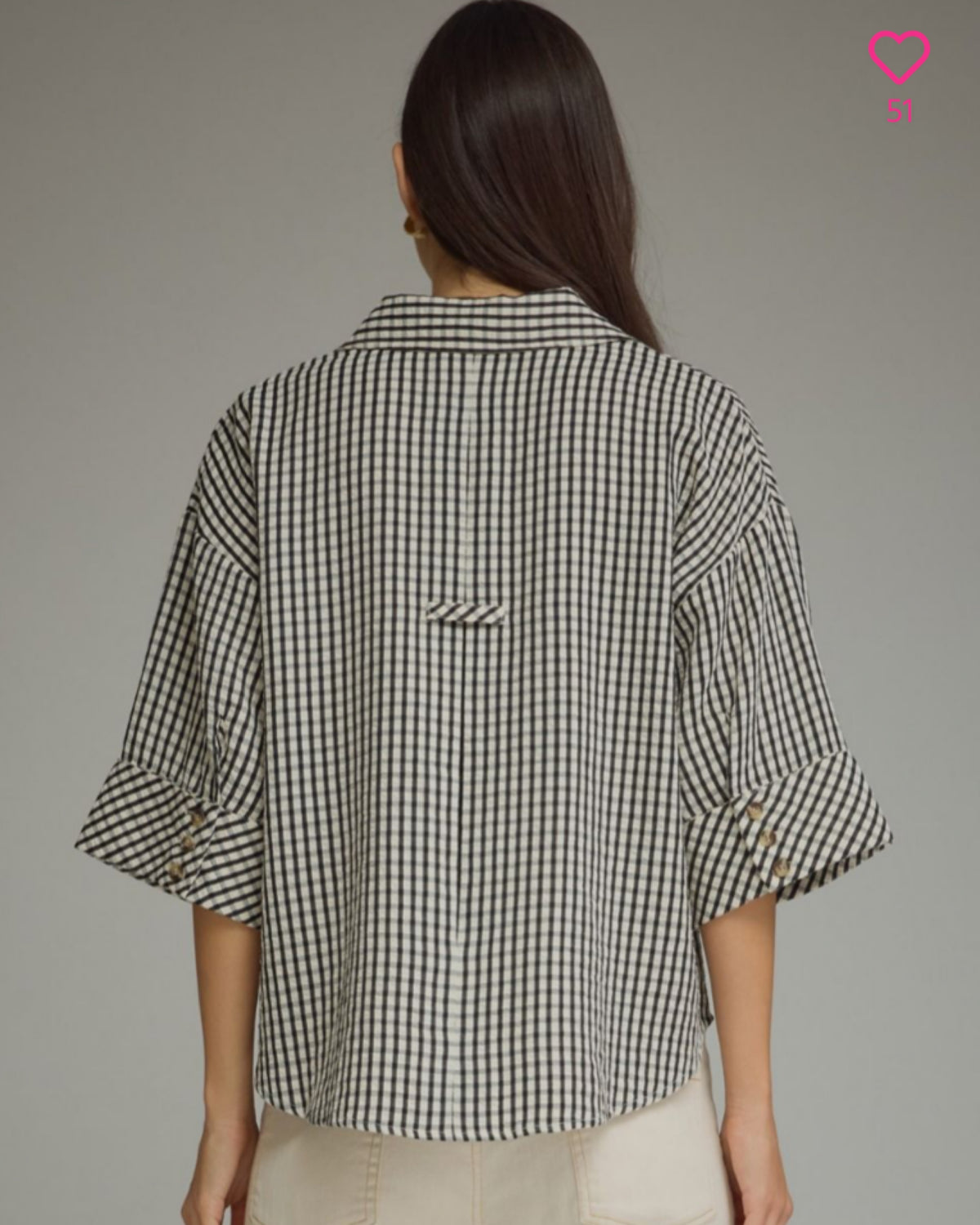 BLK Giingham 3/4 sleeve