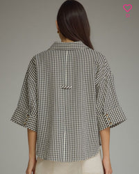 BLK Giingham 3/4 sleeve