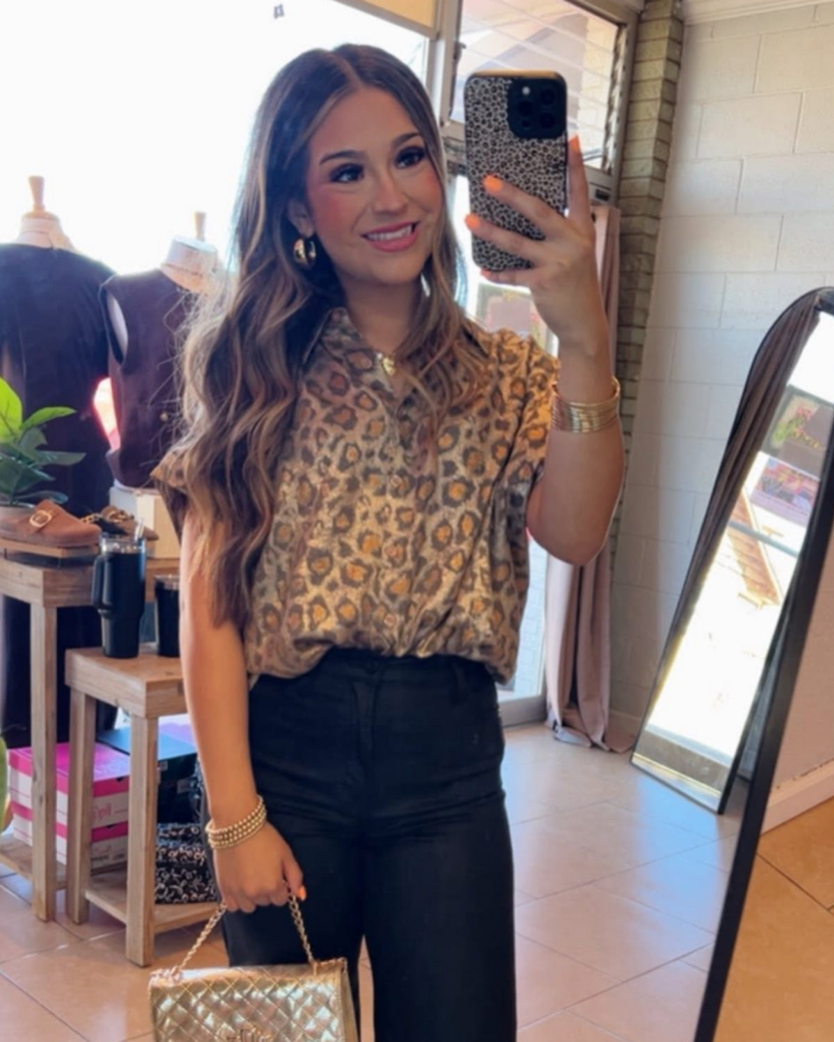 Trendiest in Metallic Leopard Blouse