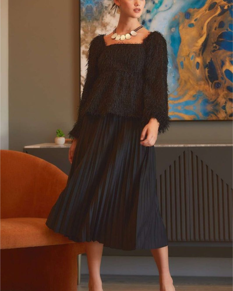 Hosting a Winter Dinner Pleated Midi Skirt