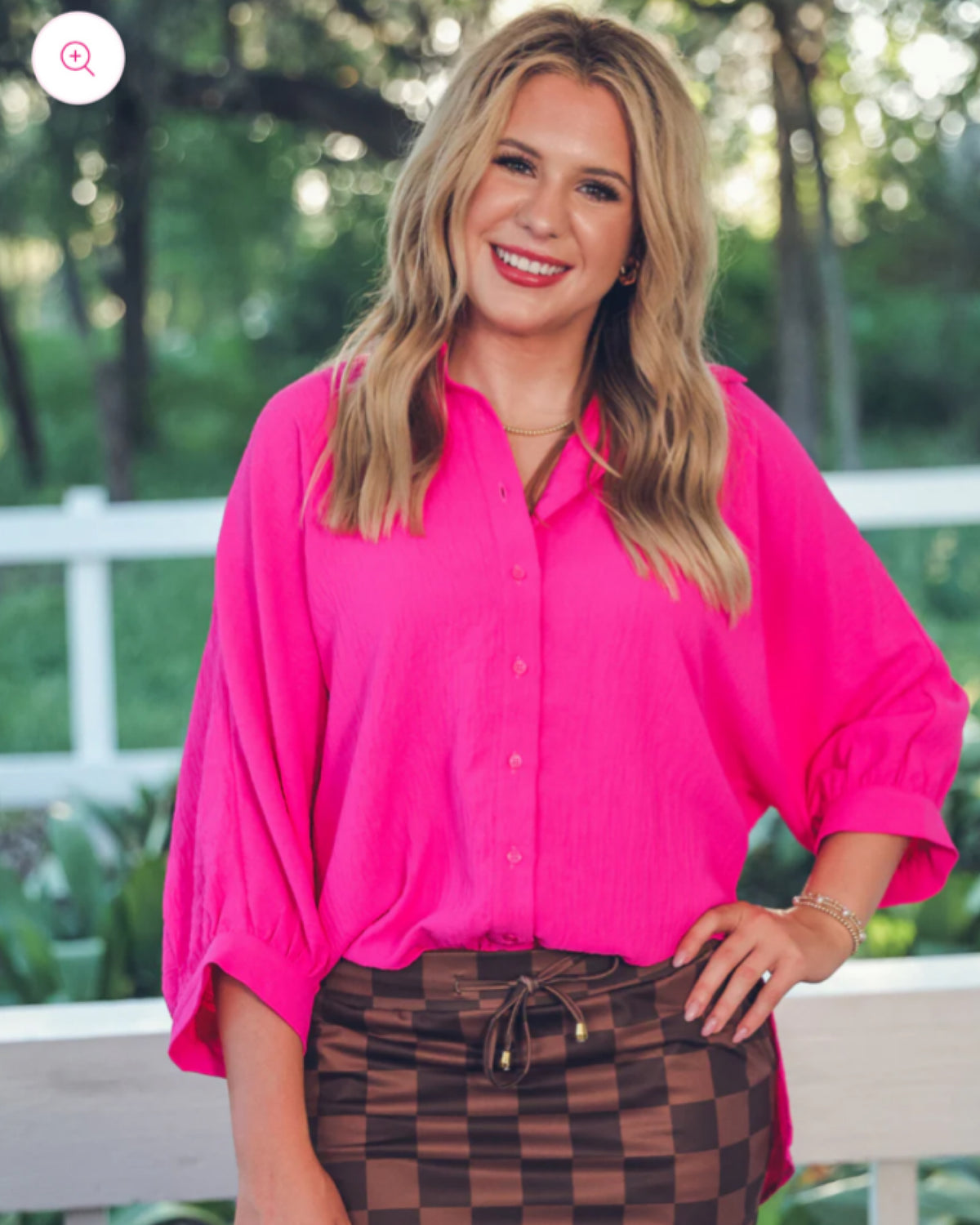 Sloane Button Up Top in Pink