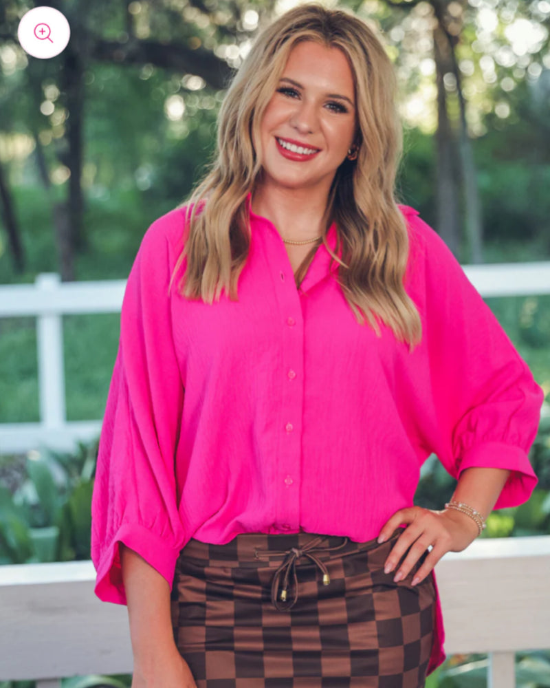 Sloane Button Up Top in Pink