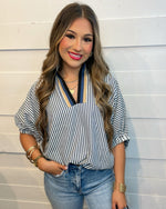 Summer in Stripes Blouse in Navy