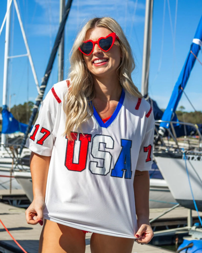 USA Glitter Jersey Top