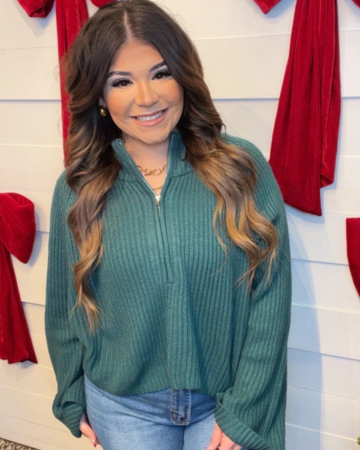 Winter Cuddles Pullover Teal Sweater