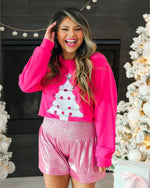 Hot Pink Sequins Christmas Tree Sweater