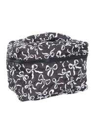 Black & White Coquette Bows Quilted Cosmetic Bags