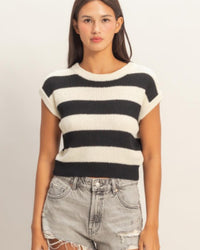 Spring Striped Ribbed Knit Top