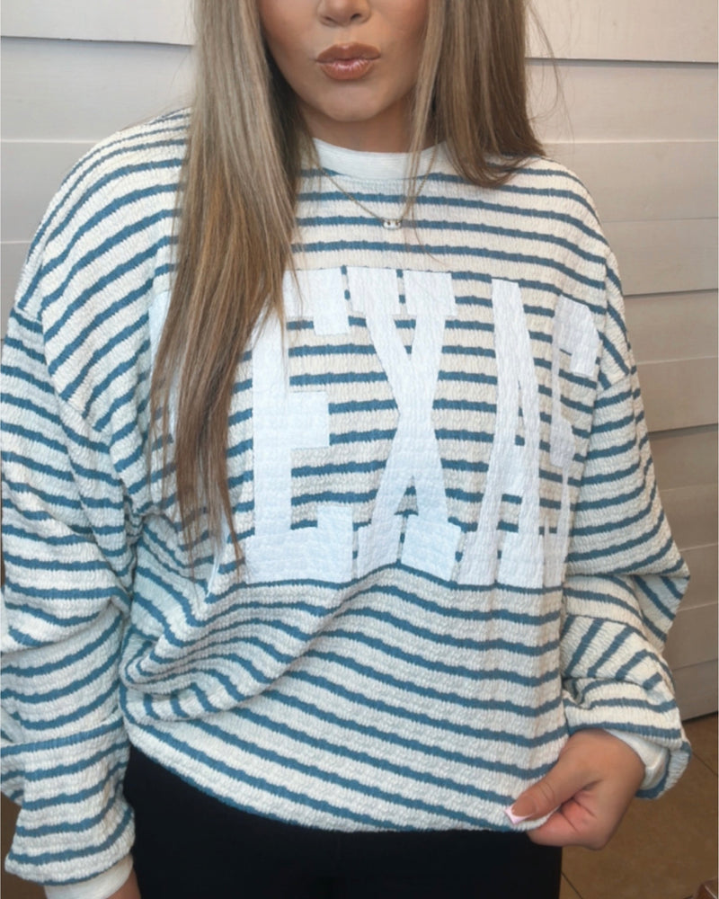 TEXAS graphic textured striped Sweatshirt in BLUE