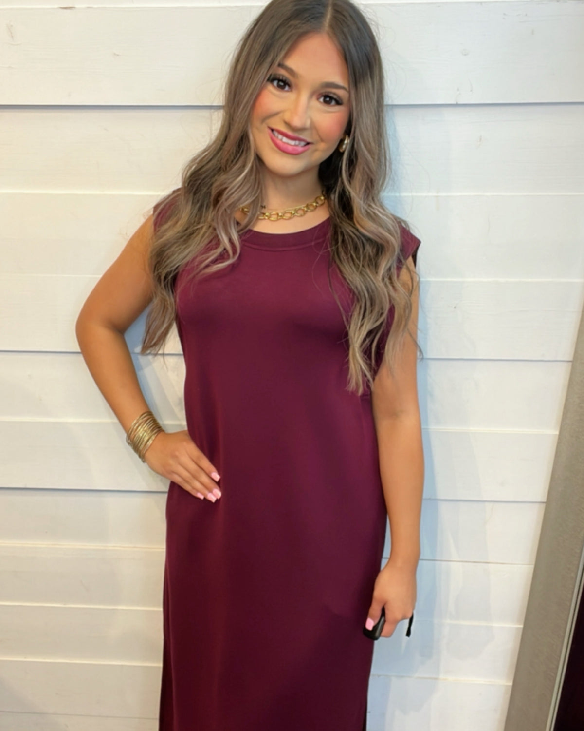 Resort Pass Midi Dress in Wine