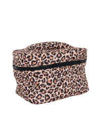 Brown Leopard Quilted Cosmetic Bags