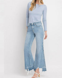 Impressed High Rise Flare Jean