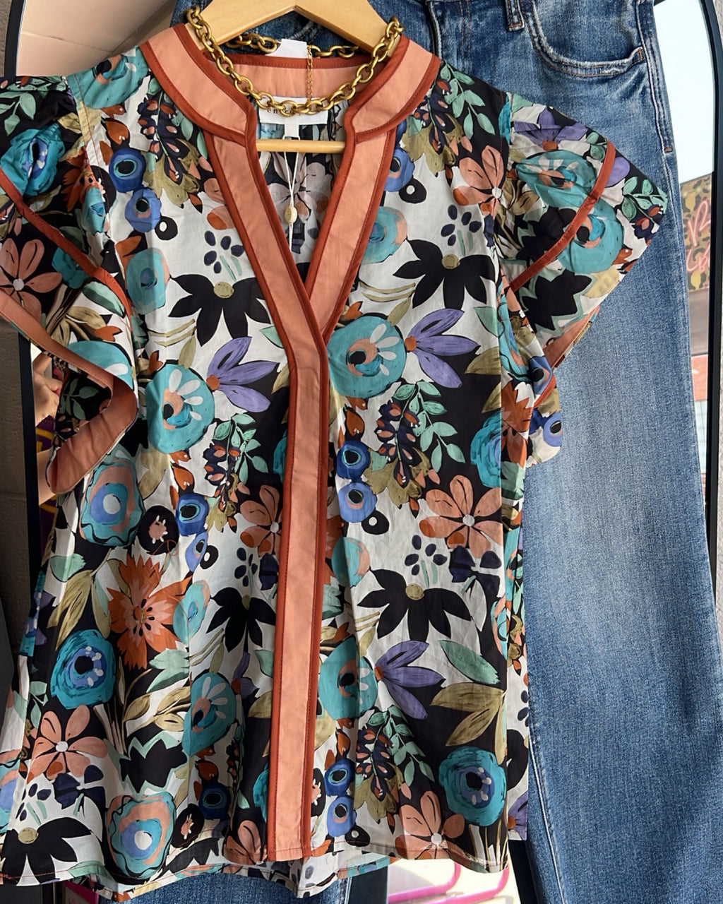Festival Multi Floral Blouse in Cinnamon