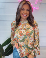 Fall Floral Mix Office Blouse