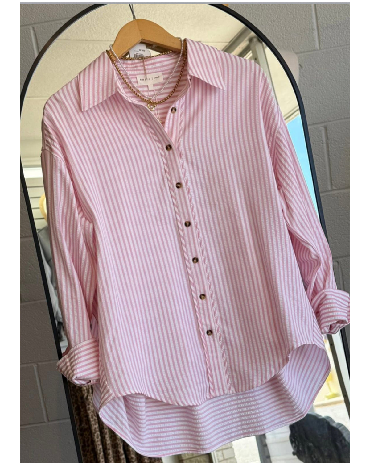 Blushing Breeze Striped button-down