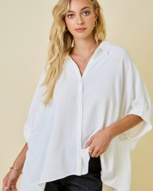 Tailgate Button Down Blouse in IVORY