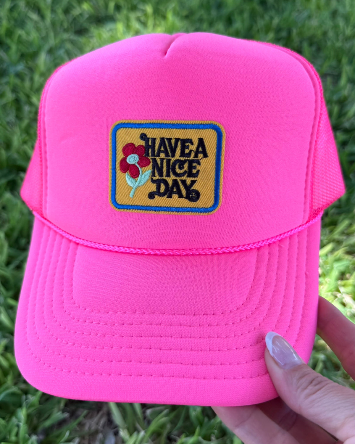 Neon Pink HAVE A NICE DAY hat