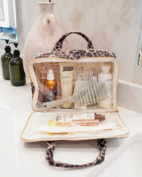 Leopard Clear Coat Toiletry Case