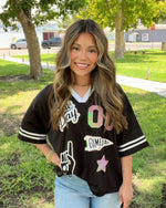 GAME DAY Black Jersey with Iridescent Sequins