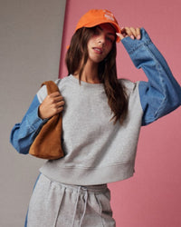 Color Block Relaxed Fit Denim Pants Set