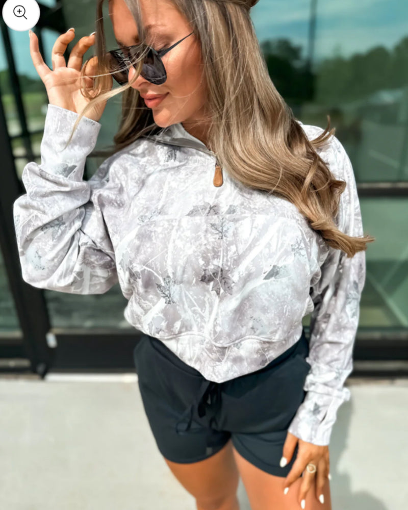 Grey Camo Quater Zip Pullover