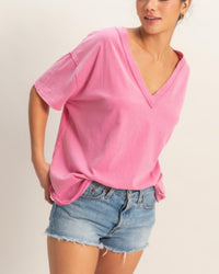 Oversized Mineral Wash V-neck Tee